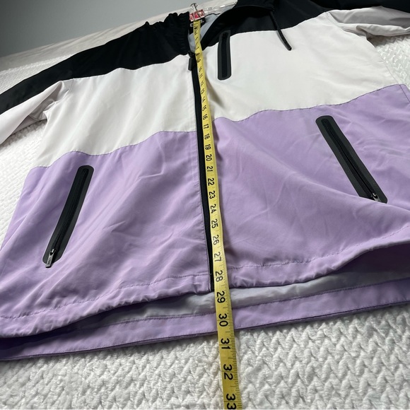 CSG Black White And Purple Full Zip Hooded Windbreaker Size Large - Picture 5 of 6